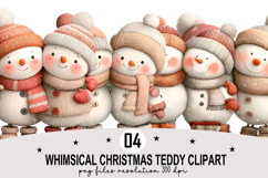 Whimsical Christmas Teddy Clipart Watercolor PNG Product Image 1