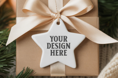 Christmas Star Ceramic Ornaments Mockup | Holiday Star Ornam Product Image 1