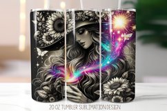 Floral Girl Tumbler Sublimation Design | 20oz Skinny Tumbler Product Image 1