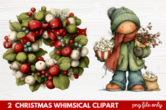 2 Whimsical Christmas Clipart featuring cute holiday charact Product Image 1