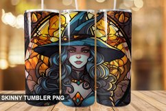 Stained Glass Halloween Witch Tumbler 20 oz Skinny Tumbler Product Image 1