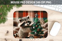 Christmas Raccoon Mouse Pad Sublimation - Animal PNG Design Product Image 1