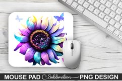 Magical Purple Cyan Sunflower Sublimation Mouse Pad Design Product Image 1