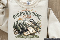 Weekend Birdwatching Club Vintage Nature PNG Design Art Product Image 1