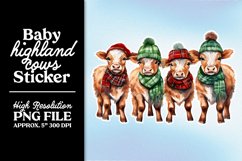 Baby Highland Cows PNG Christmas Stickers Product Image 18