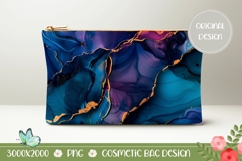 Fluid Art Cosmetic Bag Design, Blue Marble Cosmetic Bag Product Image 1