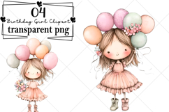 Whimsical Birthday Girl Clipart Watercolor PNG Product Image 1