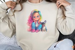 Colorful Girl Dog Clipart PNG Product Image 1