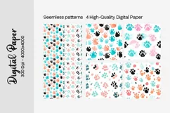 Dog Paw Digital Paper Seamless Scrapbook Paper Product Image 3