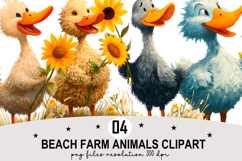 Whimsical Beach Farm Animals Clipart Watercolor PNG Product Image 1