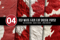 Red White Faux Fur Digital Paper Product Image 1