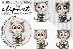 Whimsical Spring Cat Clipart Png Product Image 4