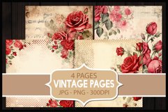4 Vintage Roses Flower Digital Papers I Junk Journal Page Product Image 1