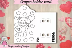 Valentine's Day Cat with heart Crayon Holder Card svg Product Image 2
