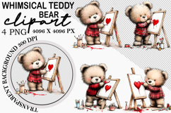 Whimsical Teddy Bear Clipart Watercolor png Product Image 1