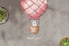 Hot air balloons watercolor with animals, baby art Product Image 12