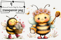 Whimsical Summer Baby Bee Clipart Watercolor PNG Product Image 1