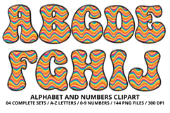 Retro Groovy Alphabert PNG 70s Numbers &amp; Letters 300 DPI Product Image 2