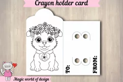 Dog & Flowers Coloring svg,Crayon Holder Card, print and cut Product Image 2