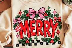 Preppy Pink Merry Christmas PNG, Funny Christmas PNG, Merry Product Image 1