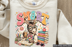 Smart Donkey PNG Funny Nerd Animal Retro Teacher Design Product Image 1