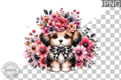 Dog With Flowers Sublimation - Clipart PNG Design Product Image 1