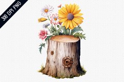 Flower Wooden Stump Sublimation PNG Design Product Image 1