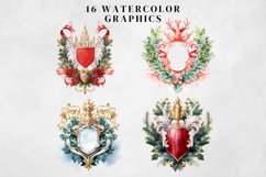 Watercolor Christmas Crest Clipart Bundle Product Image 4