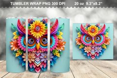 Colorful 3D Owl Butterfly Tumbler Design Product Image 1