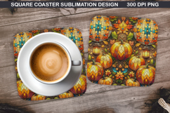 Pumpkin Coaster Sublimation, Halloween Coaster PNG Design Product Image 1