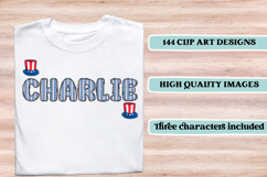 4th July Alphabet png clipart, independence letters doodle Product Image 6