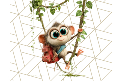 Cute Safari Animal Clipart with Jungle Accessories Png Product Image 4