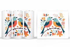Birds Tumbler Sublimation. Birds Flowers Tumbler Design Product Image 2