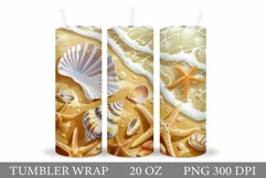 3D Seashell Tumbler Sublimation. 3D Starfish Tumbler Design Product Image 1