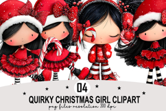 Whimsical Christmas Girl Clipart Watercolor PNG Product Image 1