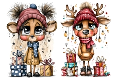 30 JPG Whimsical Cute Christmas Watercolor Animals Bundle Product Image 2