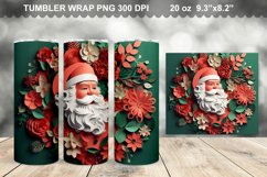 3D Christmas Santa Flowers Tumbler Design Product Image 1