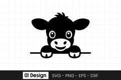 Cute Peeking Cow Farm Animal Clipart SVG PNG Product Image 1