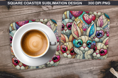 Bunny Coaster Sublimation, Christmas Coaster PNG Design Product Image 1