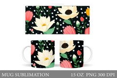 Flowers Mug Sublimation. Summer Mug Wrap Design Product Image 1