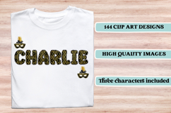Black and Gold Alphabet png clipart, gold letters doodle Product Image 6