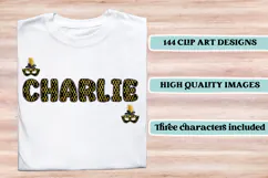 Black and Gold Alphabet png clipart, gold letters doodle Product Image 6