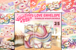 Valentine’s Day Love Envelope Tumbler Wrap PNG Big Bundle Product Image 1