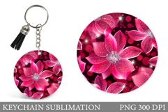 Shimmer Flowers Keychain. Flowers Round Keychain Design Product Image 1