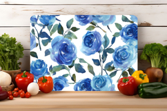 Watercolor Blue Rose Flower Cutting Board | Cutting Board Product Image 4