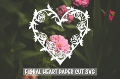 Paper Cut Floral Heart , Paper Cut Heart SVG Product Image 1