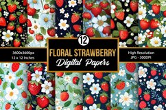 Floral Strawberry Seamless Pattern Digital Papers Product Image 1