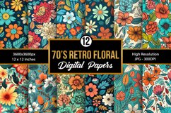 70&#039;s Retro Flowers Seamless Pattern Digital Papers Product Image 1