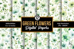 Green Watercolor Floral Seamless Patterns Product Image 1