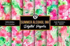 Pink Green Summer Alcohol Ink Digital Papers Product Image 1